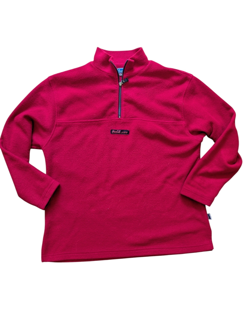 Vintage Coca-Cola Vibrant Fuchsia Half-Zip Fleece Pullover 80s Or 90s